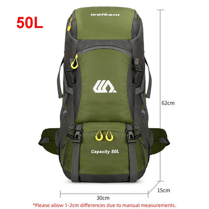 50L Travel Backpack Camping Men Large Hiking Bag Tourist Rucksack Waterproof Outdoor Sports Climbing Mountaineering Bag Luggage